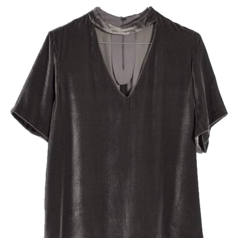 Madewell dark grey velvet choker top, sz M
